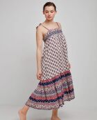 Mehrfarbig bedrucktes Riemchenkleid