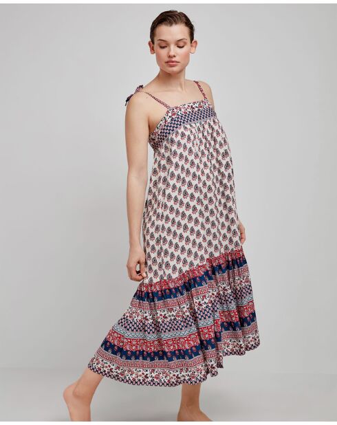 Mehrfarbig bedrucktes Riemchenkleid