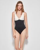 Maillot sans armature et coupe laser noir