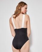 Maillot sans armature et coupe laser noir