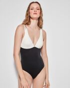 Maillot sans armature et coupe laser noir