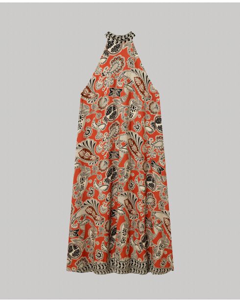 Midi-Maxikleid mit mehrfarbigem Aufdruck und Neckholder