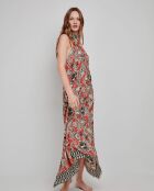 Midi-Maxikleid mit mehrfarbigem Aufdruck und Neckholder