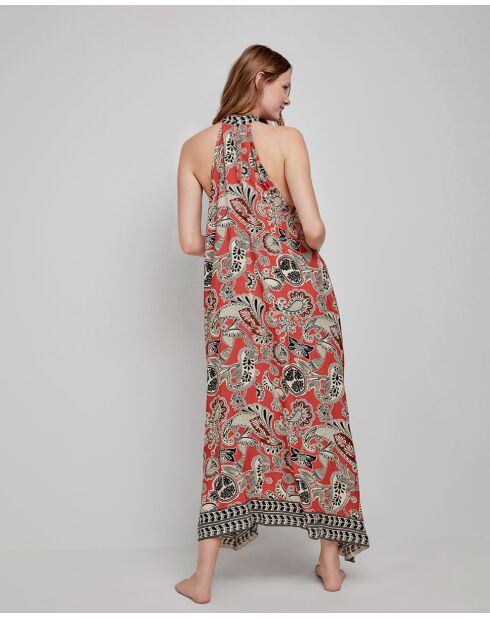 Midi-Maxikleid mit mehrfarbigem Aufdruck und Neckholder