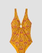 Maillot de bain sans armature en tissu ethnique multicolore