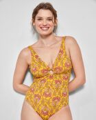 Maillot de bain sans armature en tissu ethnique multicolore