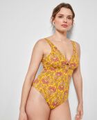 Maillot de bain sans armature en tissu ethnique multicolore