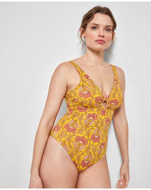 Maillot de bain sans armature en tissu ethnique multicolore