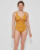 Maillot de bain sans armature en tissu ethnique multicolore