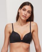 Soutien-gorge sans armatures effet push up décollé plongeant noir