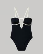 Maillot de bain bicolore avec mousse amovible noir