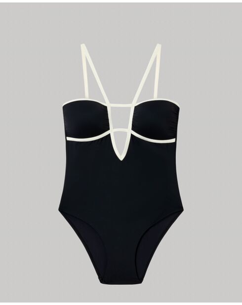 Maillot de bain bicolore avec mousse amovible noir