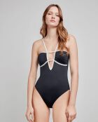 Maillot de bain bicolore avec mousse amovible noir