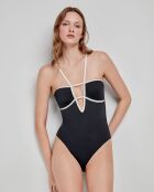 Maillot de bain bicolore avec mousse amovible noir