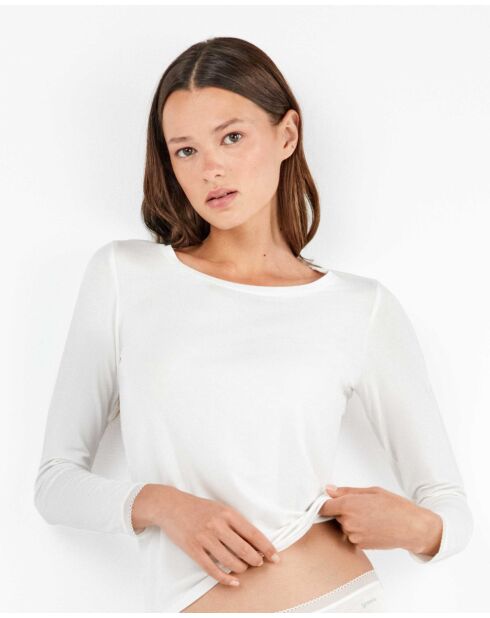 T-shirt intérieure manche longue Modal Lenzing blanc