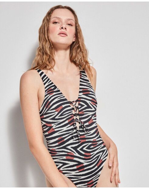 Maillot de bain réversible sans armature multicolore