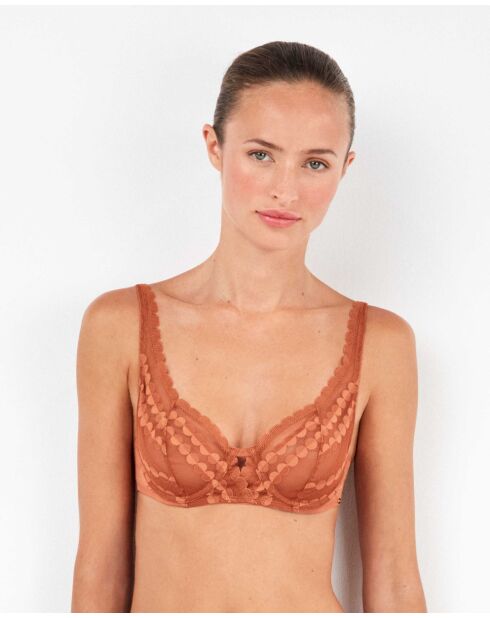 Soutien-gorge balconnet sans rembourrage marron - bonnet B