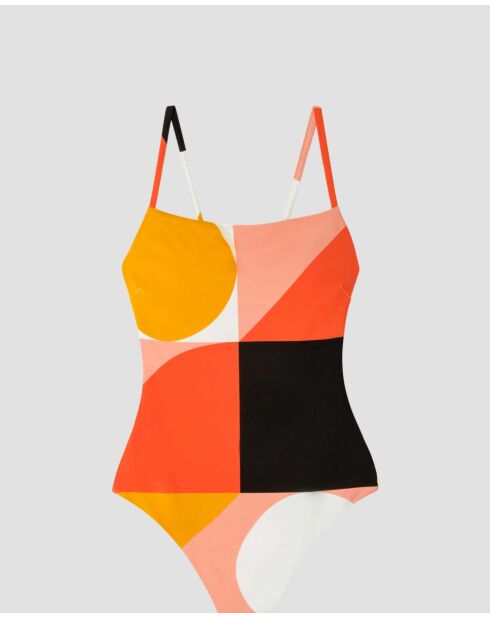 Maillot de bain avec coques amovibles à  imprimé géométrique multicolore
