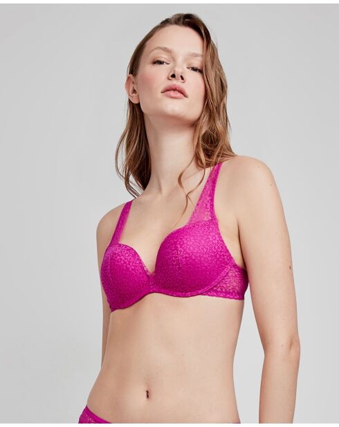 Soutien-gorge push up avec armatures et rembourrage en silicone rose