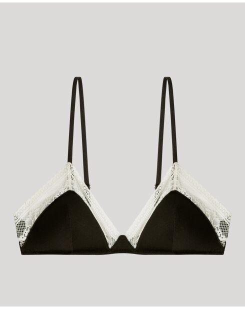 Soutien-gorge triangulaire dentelle contrastée noir