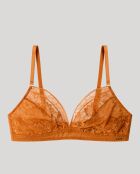 Soutien-gorge triangulaire sans armature et sans mousse en dentelle marron