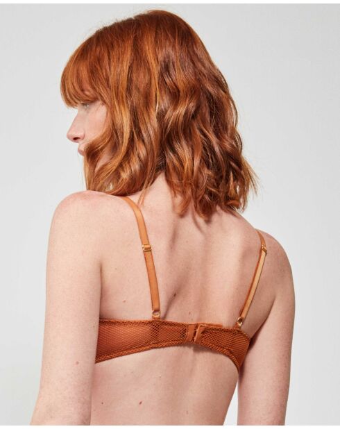 Soutien-gorge triangulaire sans armature et sans mousse en dentelle marron