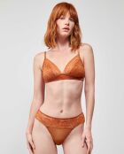 Soutien-gorge triangulaire sans armature et sans mousse en dentelle marron