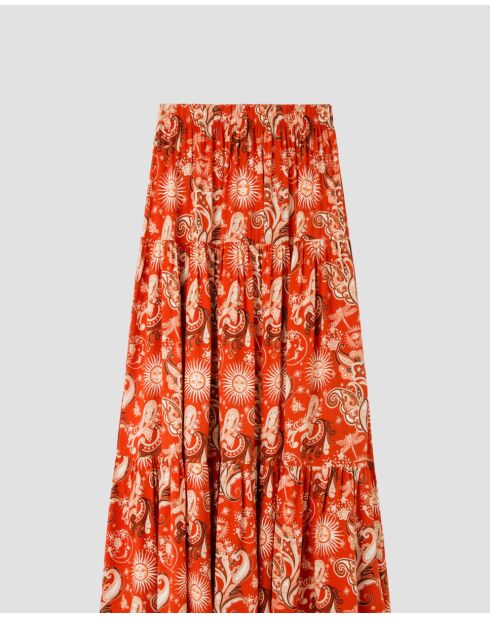 Jupe longue imprimée multicolore