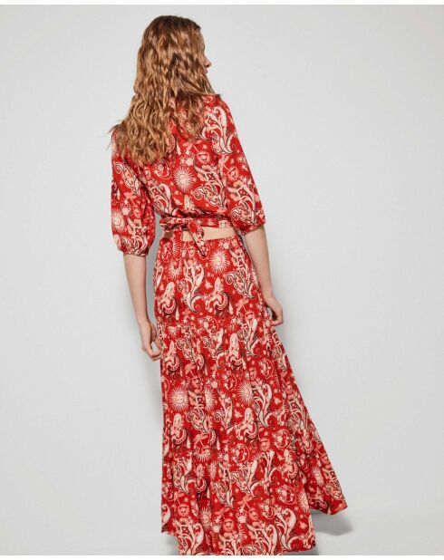 Jupe longue imprimée multicolore