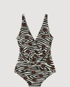 Maillot de bain sans armatures imprimé savannah multicolore