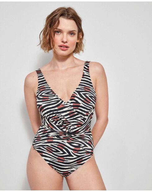 Maillot de bain sans armatures imprimé savannah multicolore