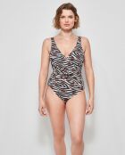 Maillot de bain sans armatures imprimé savannah multicolore