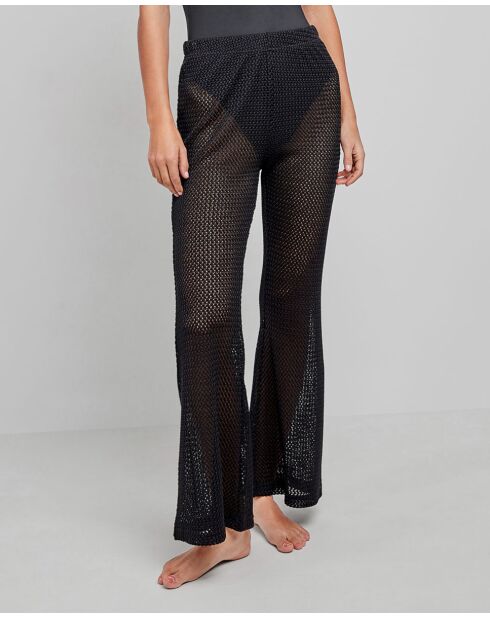 Pantaloni lunghi neri all'uncinetto