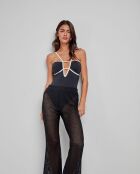 Pantaloni lunghi neri all'uncinetto