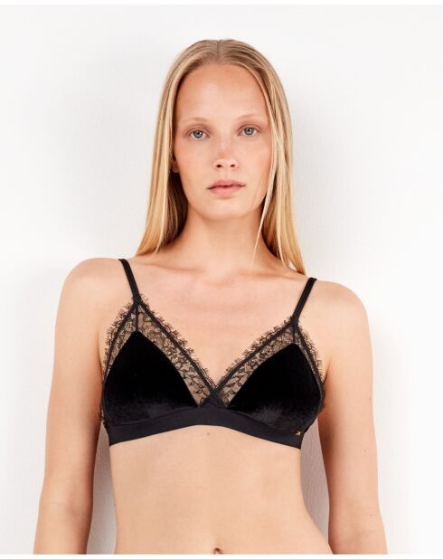 Soutien-gorge triangulaire en velours noir