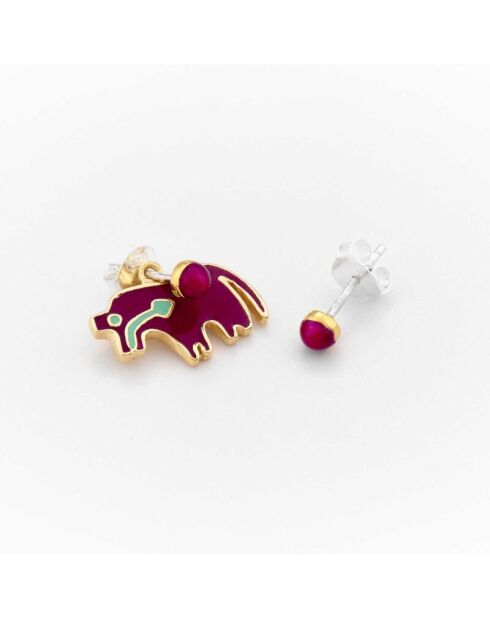 Orecchini in argento e ottone Puces Cheval Plum
