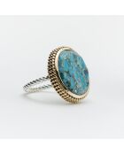 Ring aus Silber und Messing mit türkisfarbenem Kupfer