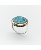 Ring aus Silber und Messing mit türkisfarbenem Kupfer