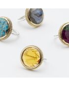 Ring aus Silber und Messing mit türkisfarbenem Kupfer