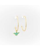 Ohrringe aus Silber und Messing Creolen mit grünem Adler