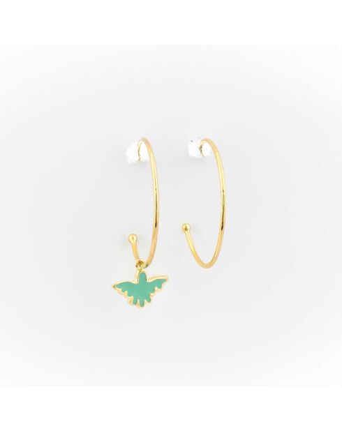 Ohrringe aus Silber und Messing Creolen mit grünem Adler