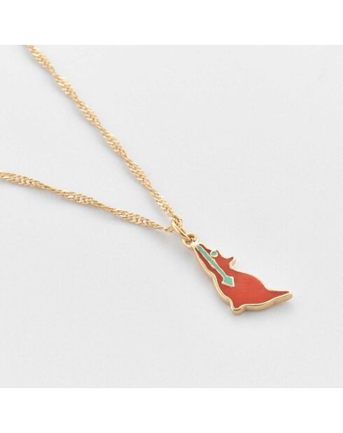 Coyotte ketting van oranjegoud in messing