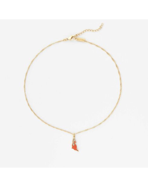 Coyotte ketting van oranjegoud in messing