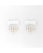 Purday synthetische witte parelzilveren oorbellen