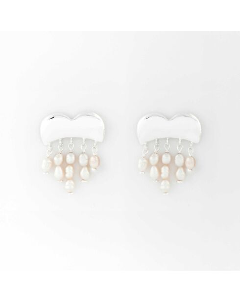 Purday synthetische witte parelzilveren oorbellen