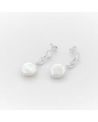 Silberne Hängeohrringe mit synthetischer weißer Perle