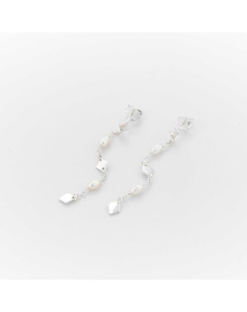 Hängende Ohrringe aus weißem Silber