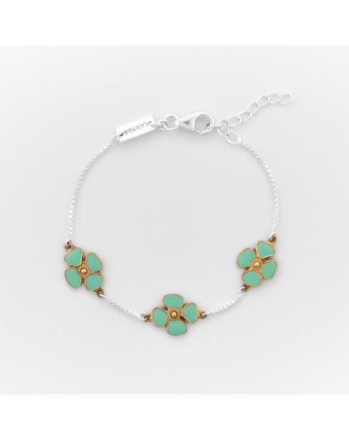 Bracciale a fiori in argento e ottone