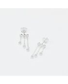 Zilveren oorbellen met een klein staafje van 3 ronde oxiden