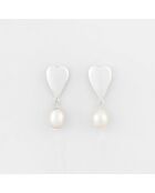 Silberne Ohrstecker mit synthetischer weißer Perle